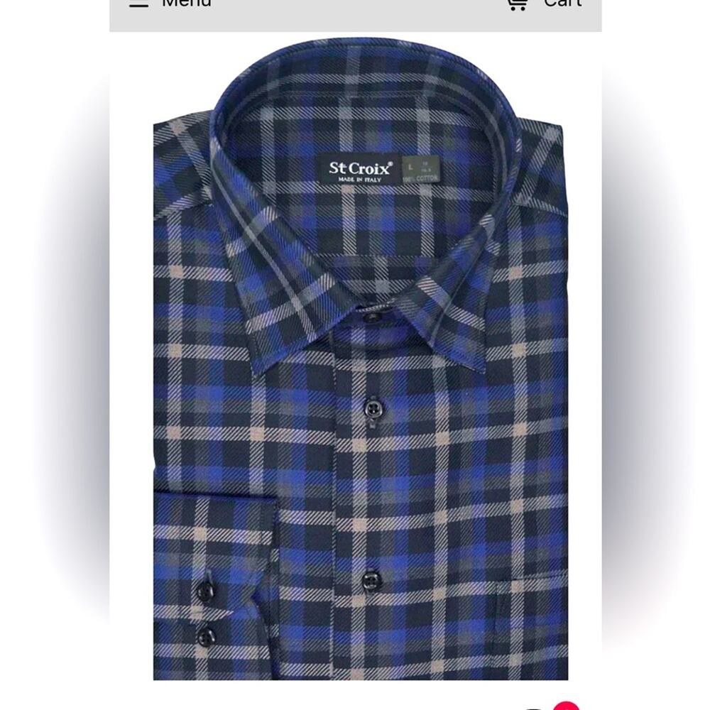 St. Croix Shirt Purple Black Plaid Long Sleeve Button Down Brushed Cotton Mens L - Picture 8 of 11